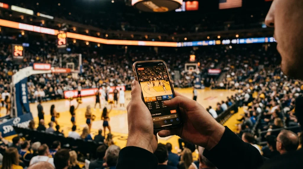 Apostas móveis no handicap de basquetebol via smartphone