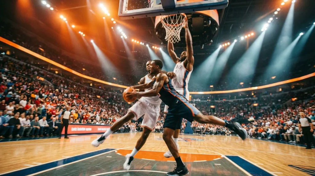 Handicap ao vivo no basquetebol com linhas em movimento